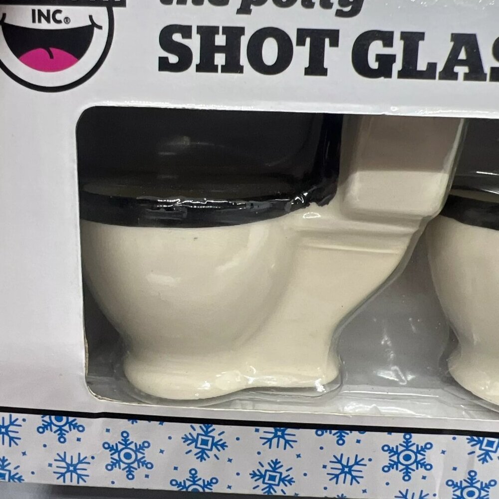 BigMouth Inc Shot Glass Toilet Set The Potty Ceramic Lot 2 Set's New In Box - Picture 4 of 4